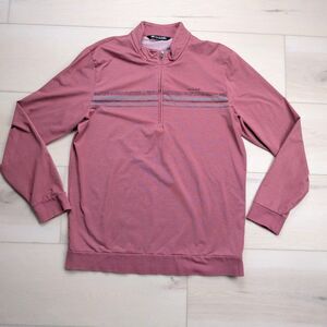 Travis Mathew In the Line Up 1/4 Zip Golf Pullover Mens L Red Striped Stretch